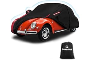 Q QUNSUNUS QUNSUNUS 6 Layer Car Cover for Volkswagen Beetle Bug 2 Door 1960-1980 Waterproof All Weather 210D Windproof for VW Beetle Bug Car Cover Hail Protection with Zipper