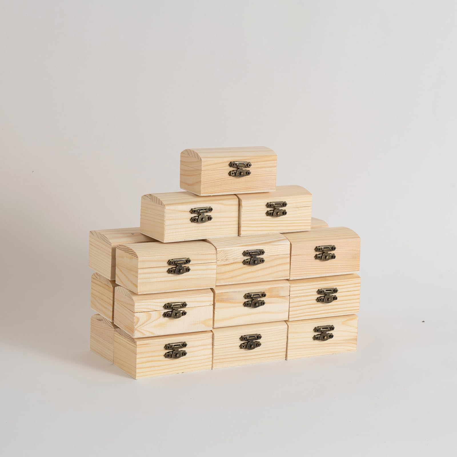 24 Piece Small Wooden Box Unfinished Wooden Treasure Box with Lids for DIY Crafts (3.6 x 2.1 x 1.8 inches)