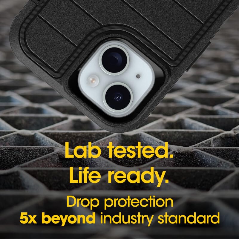 OtterBox iPhone 14, & iPhone 13 (Only) - Defender Series Case - Case Only - Screenless - Rugged & Durable - with Port Protection - Microbial Defense Protection (Black)