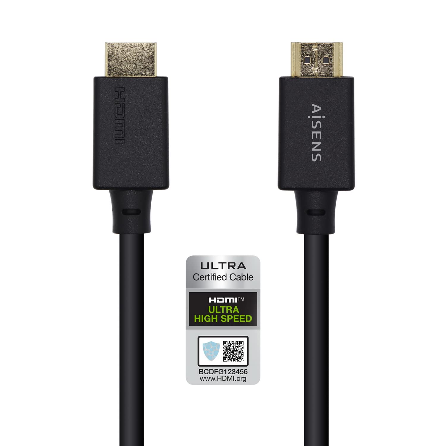 AISENS A150-0420 Ultra High Speed HDMI V2.1 Cable/HEC 8K@60Hz 48Gbps, A/M-A/M, Black, 0.5m