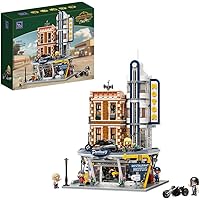 PANTASY Retro Motorcycle Diner & Bar Building Set - Modular Street Corner Architecture Kit with Interactive Doors, Openable W