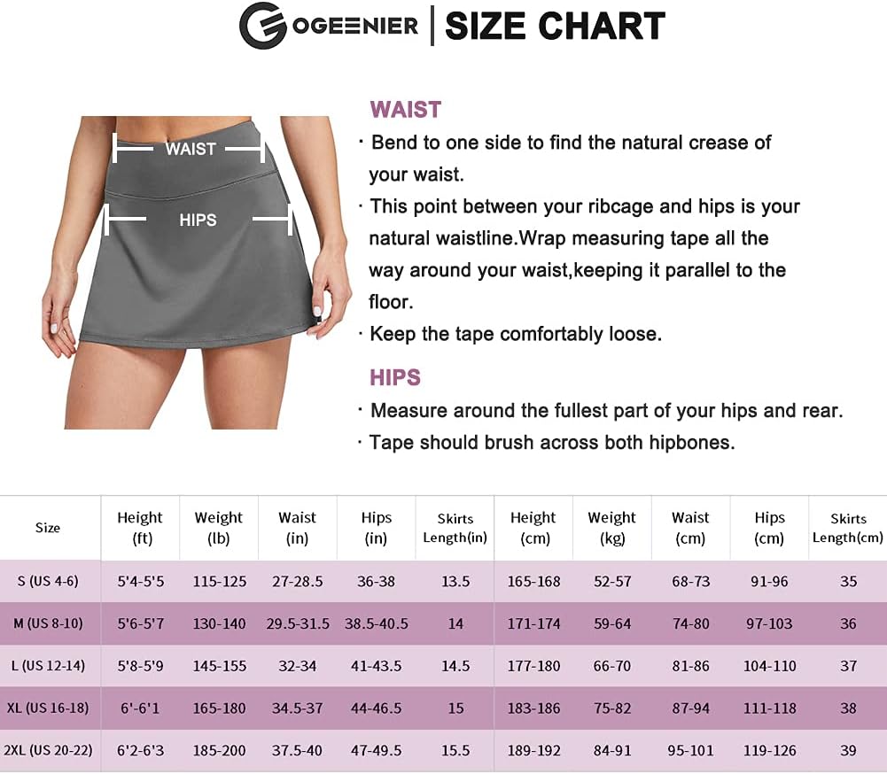 Ogeenier Women's Tennis Skirts with Shorts Pleated Mini Athletic Golf Skorts with Pockets for Running Workout Sports : Sports & Outdoors