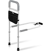 Panta Bed Rails for Elderly Adults Safety,Grey | ASTM F3186-17, foam-padded handle, support legs, fixing strap, storage bag, fits twin/full/queen/king
