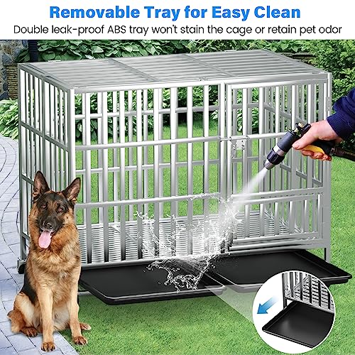 42 Inch Heavy Duty Dog Crates for Large Dogs, Stainless Steel