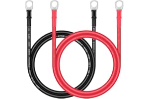 Battery Cable - iGreely 8 AWG 8 Gauge Wire Made with Tinned Copper Wire Battery Power Inverter Cables with Terminals for Solar Panel Trolling Motor Automotive Motorcycle RV Marine Boat 4ft/1.2m