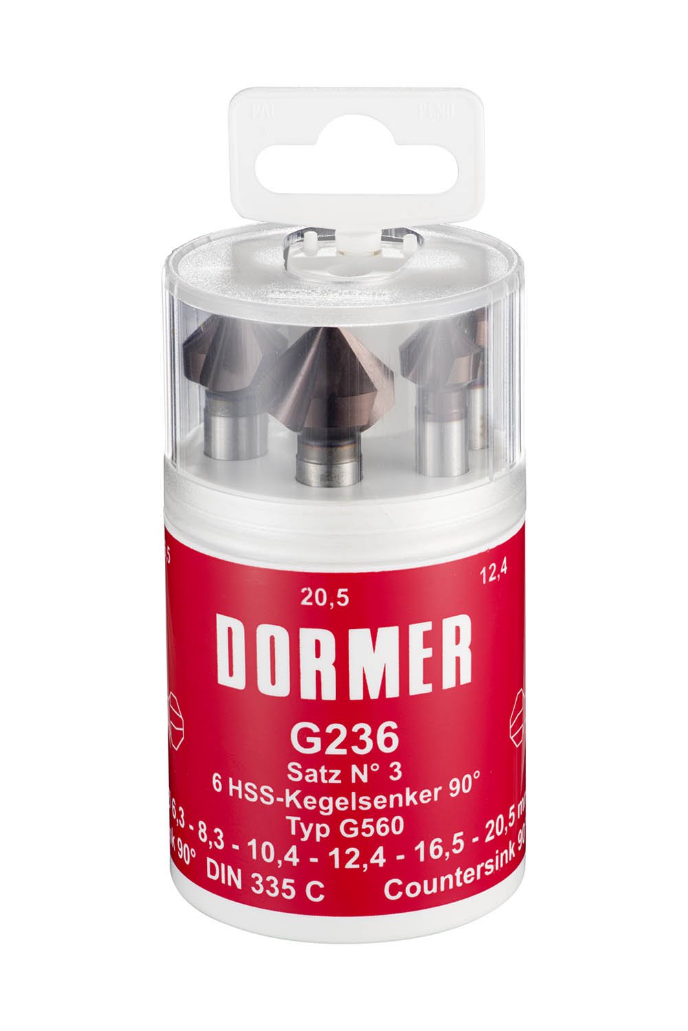 Dormer G2363 HSS High Speed Steel Countersink with 90 Degrees Angle, Set of 6 pcs, Various Shapes