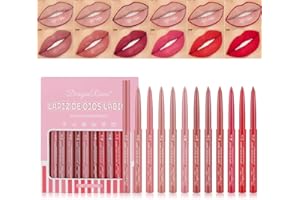 MYUANGO Lip Liner Set 12 PCS, Matte Velvet Long-Lasting Luxury Intense Lipliner, Creamy Easy to Use Richly Pigmented Lip Liner Pencil for Colorful and Defined Lips