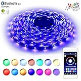 LED Strip Lights, Flexible Strip Lights, BAILONGJU LED Lights Sync to Music 32.8ft 300leds 10m Non-Waterproof RGB Color Changing SMD 5050 Adhesive Light Strip with Bluetooth Smartphone App Controlled