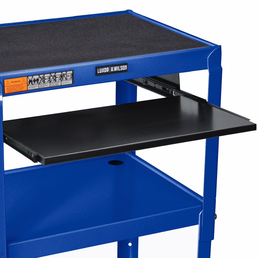 Luxor Rolling Multipurpose Height Adjustable Steel AV Utility Cart With Pullout Keyboard Tray Shelf Black: Industrial & Scientific