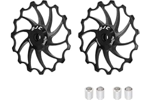 DJC COMPONENTS DJC Bike Ceramic Bearing Pulley Wheel 2pcs Guide Roller 11T 12T 13T 14T 15T 16T MTB Road Bike Rear Derailleur for Shimano for Sram Pulley oilslick