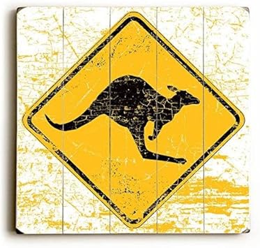 Amazon.com: Kangaroo Crossing Wood Sign 30x30 (77cm x 77cm) Planked