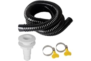LXNGYI 1-1/8-Inch Dia Plumbing Kit, Bilge Pump Hose Installation Kit, 6.5 FT Bilge Pump Hose, 2 Stainless Steel Clamps and Thru-Hull Fitting