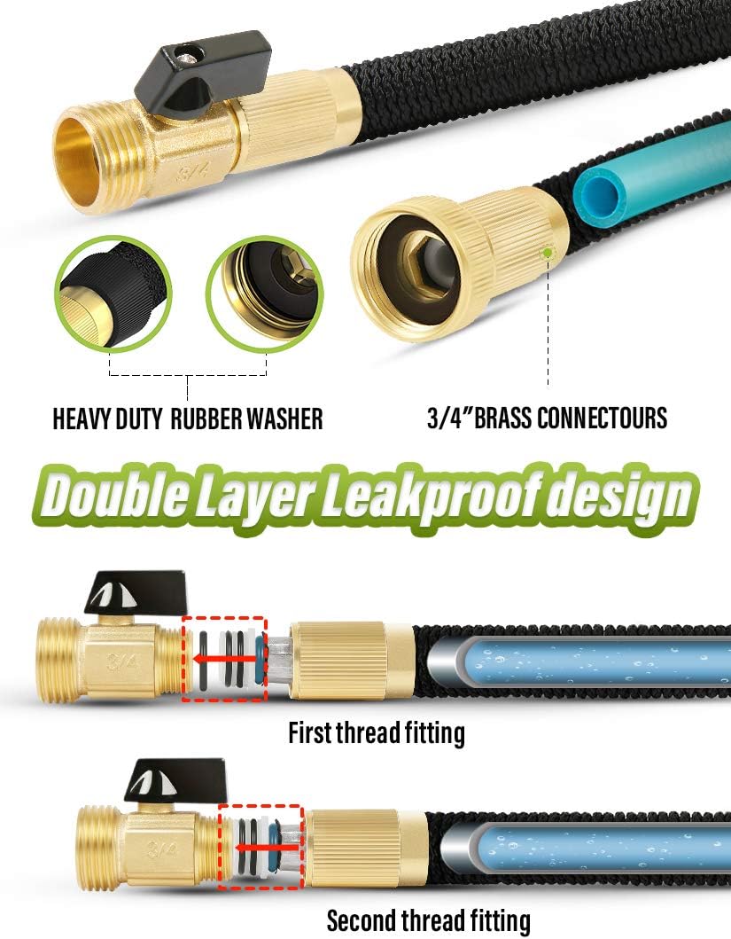 Panda Grip Garden Hose, Expandable Garden Hose, 75ft Water Hose, Lightweight Flexible Triple Extension, 9 Latex Core with 3/4 Solid Brass Fittings, 10 Function Spray Nozzle, Leak Resistant : Garden & Outdoor