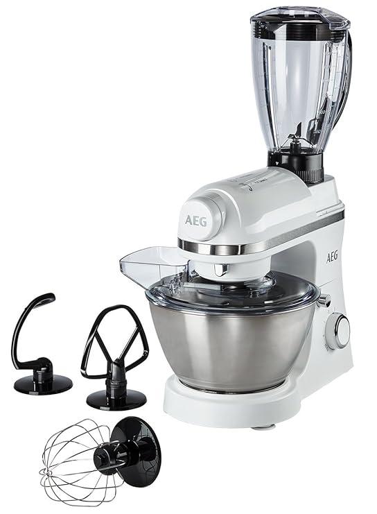 AEG Küchenmaschine 3Series KM3200 inkl. Standmixer-Aufsatz (6 Geschwindigkeitsstufen + Pulse-Funktion, 800 Watt) weiß