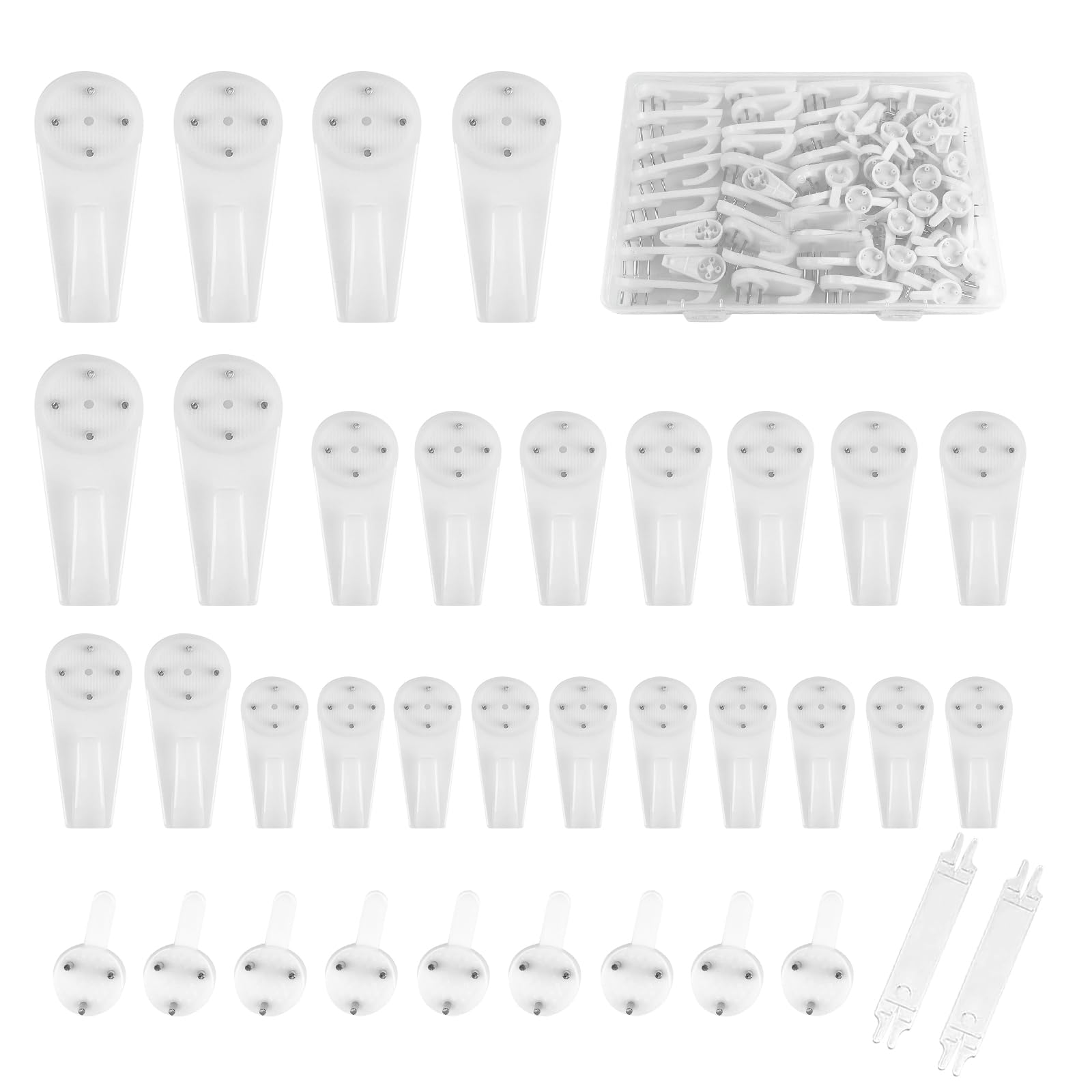Yovell Picture Hooks 72pcs Non-Trace Picture Hanging Kit, Heavy Duty Picture Frame Hangers for Hard Wall Plasterboard Walls Drywall Concrete Wall (White)