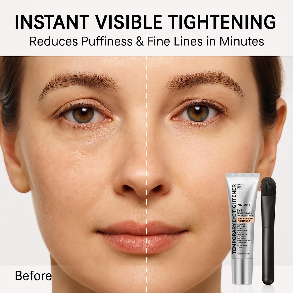 Perfection Eye Tightener Cream 2PCS with 2 Brushes – Instant Firming Lotion for Puffiness, Fine Lines & Wrinkles, Lightweight Easy-Wear Formula, Gentle Skin Care for All Skin Types