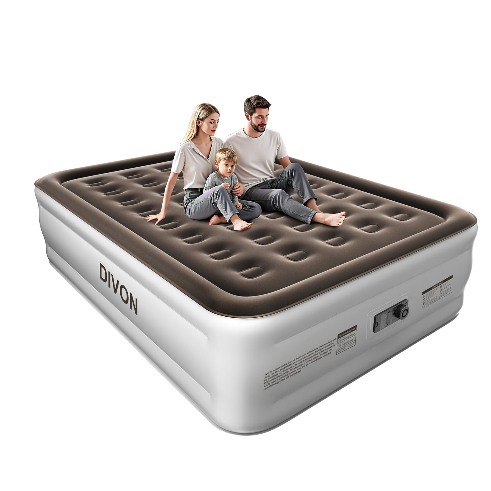 Photo 1 of DIVON Queen Air Mattress with Built in Pump Raised, 2 Min Self Inflatable Mattress, 18’’ Blow up Mattress for Adults, 660 LBS Portable Air Bed for Guest, Camping, Travel & Floor, Brown