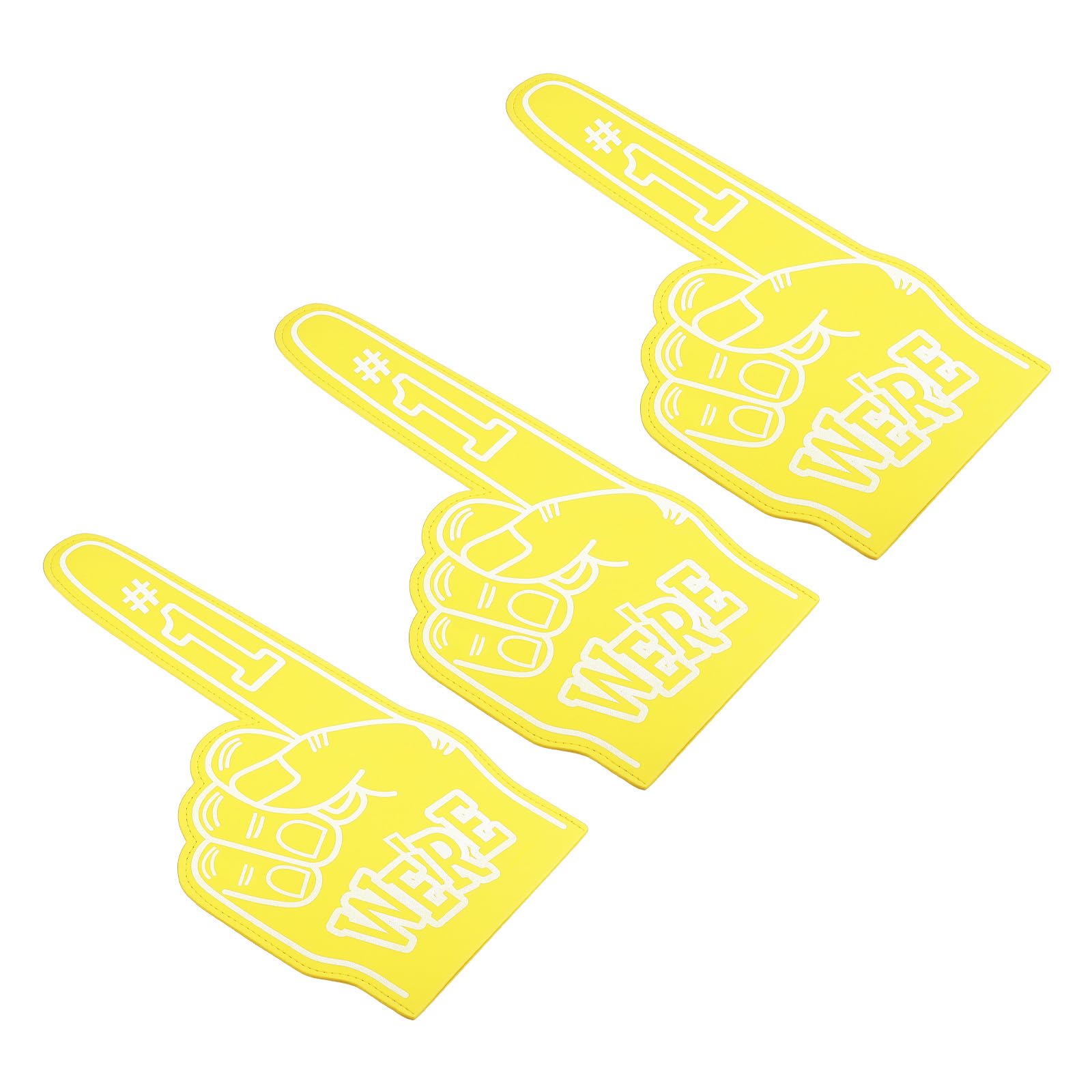 PATIKIL Giant Foam Finger 18 Inch, 3 Pcs Number 1 Foam Hand EVA Foam Finger Cheerleading Accessories for Sports Events Baseball Basketball Soccer Games, Yellow