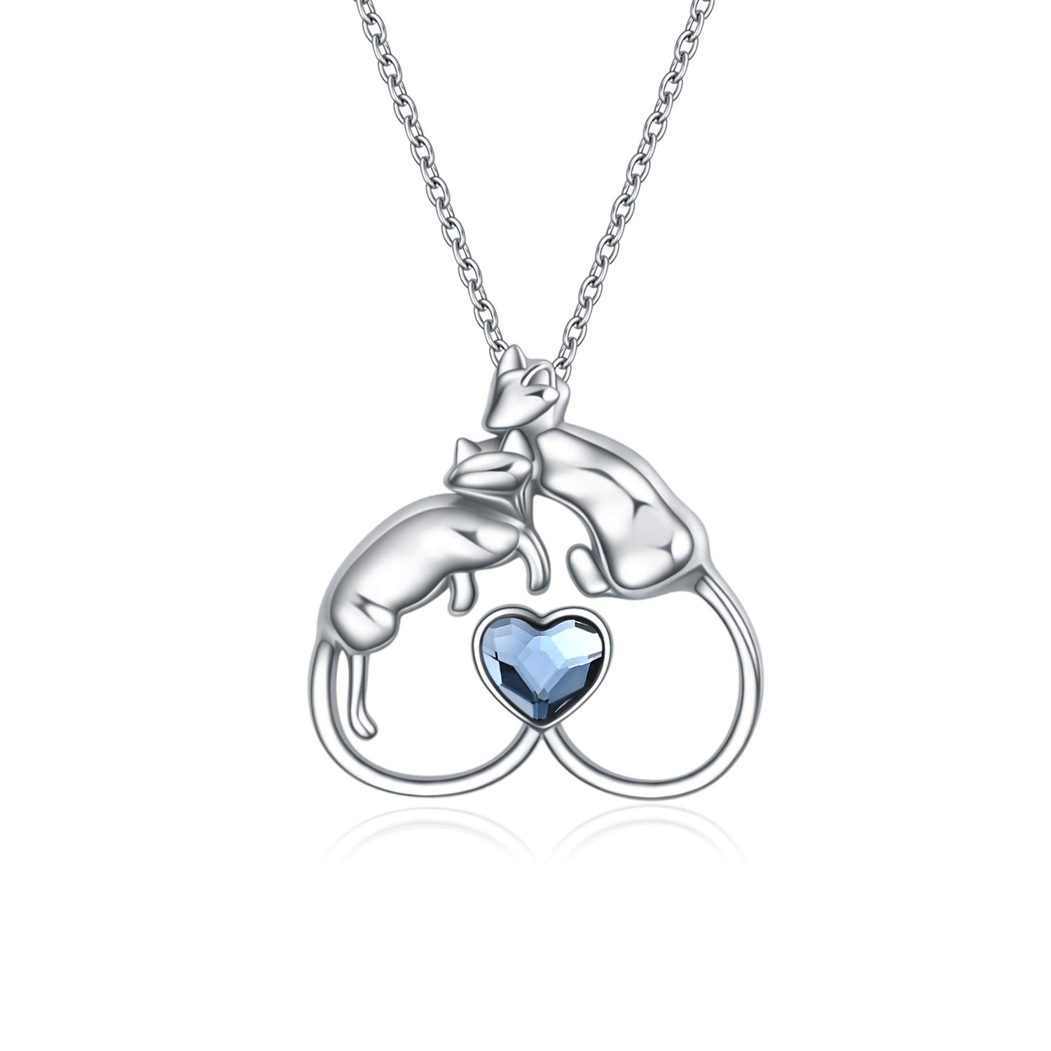 AOBOCO Fox Necklace for Women Sterling Silver Fox Gifts with Crystal form Austria Fox Gifts Necklaces for Girl Animal Fox Mother's Day Jewellery for Mama