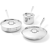 All-Clad D3 Stainless Steel Cookware Set, 6-Piece, Made in the USA | The Original Bonded Professional Cookware ,Pots &amp; Pans Set, Induction Compatible, Oven Safe up to 600F