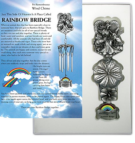 Rainbow Bridge Pet Remembrance Wind Chimes - Metal - 15" Long