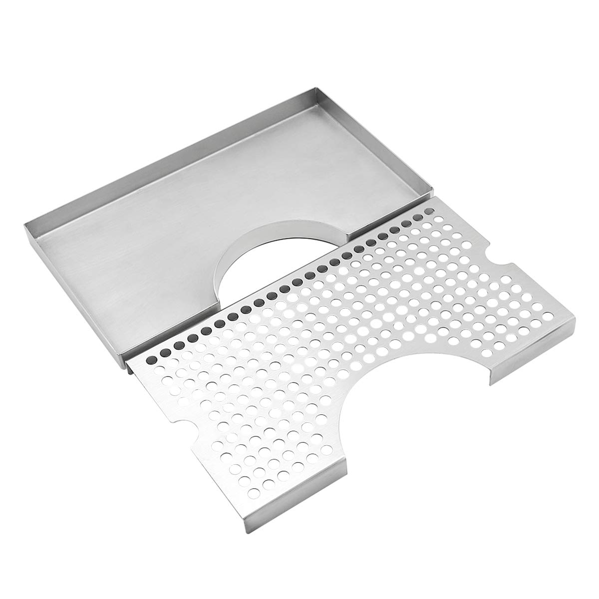 Kegerator Beer Drip Trays, Stainless Steel Keg Drip Tray with Non-Slip Rubber Pad, Premium Metal Beer Tower Drip Pan for Home Bar Mini Fridge Without Drain