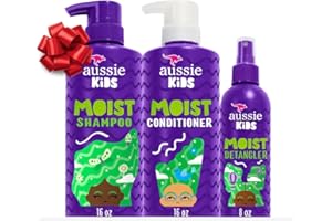 Aussie Kids Hair Care Bundle Set Including: Shampoo (16 Fl Oz), Conditioner (16 Fl Oz) & Detangler Spray (8 Fl Oz), Paraben- Freem Sulfate-Free, Dye-Free, Cruelty-Free, Tangle-Free Styling