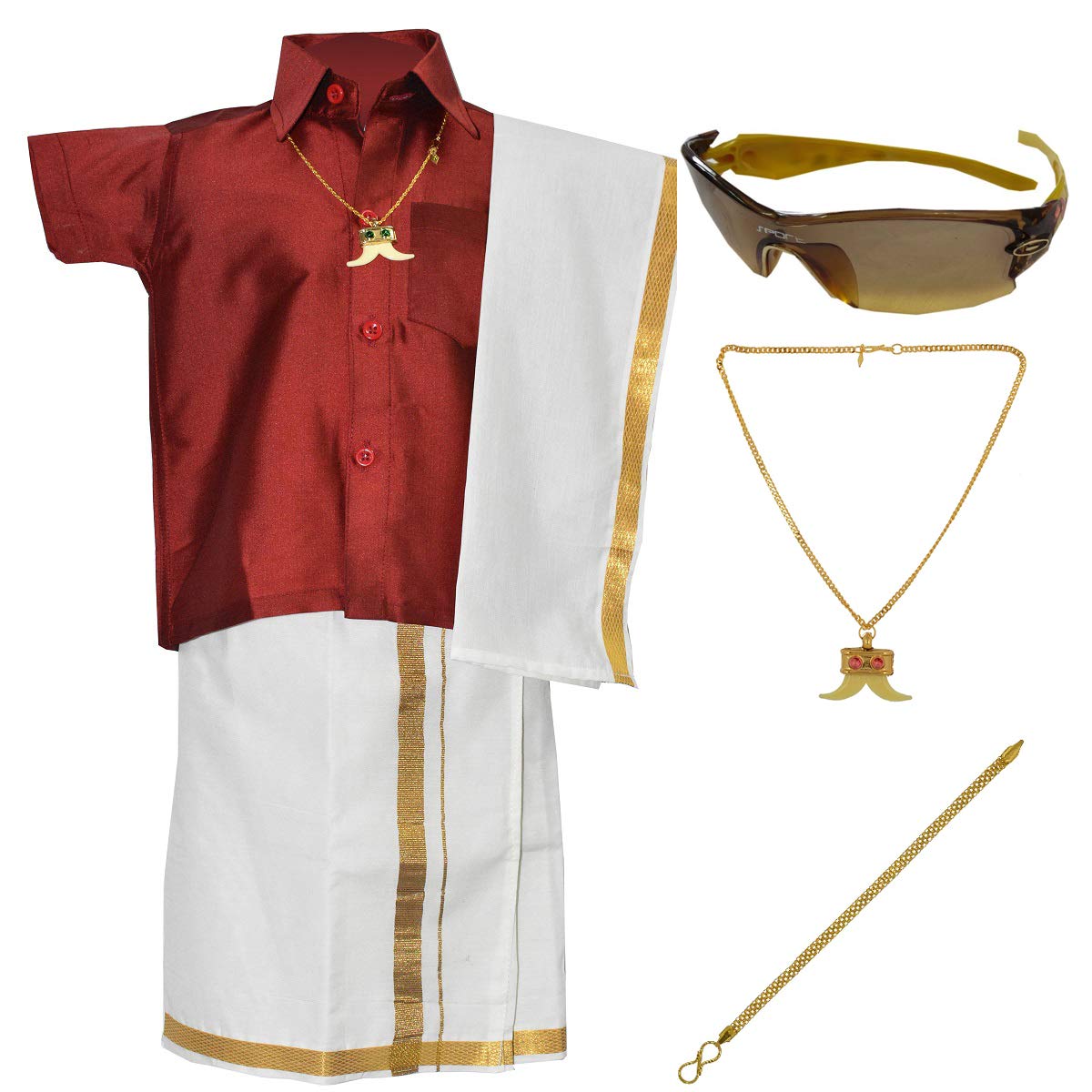 AMIRTHA FASHIONBoys Traditional Dhoti & Shirts SET WITH ACCESSORIES (XU-0TCY-UP67)