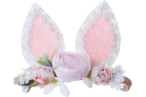 GEZISAN Baby Girl Floral Easter Bunny Nylon Headband Flower Elastic Hairband Bows Wraps For Newborn Infant Toddler Hair Accessories (RT002)