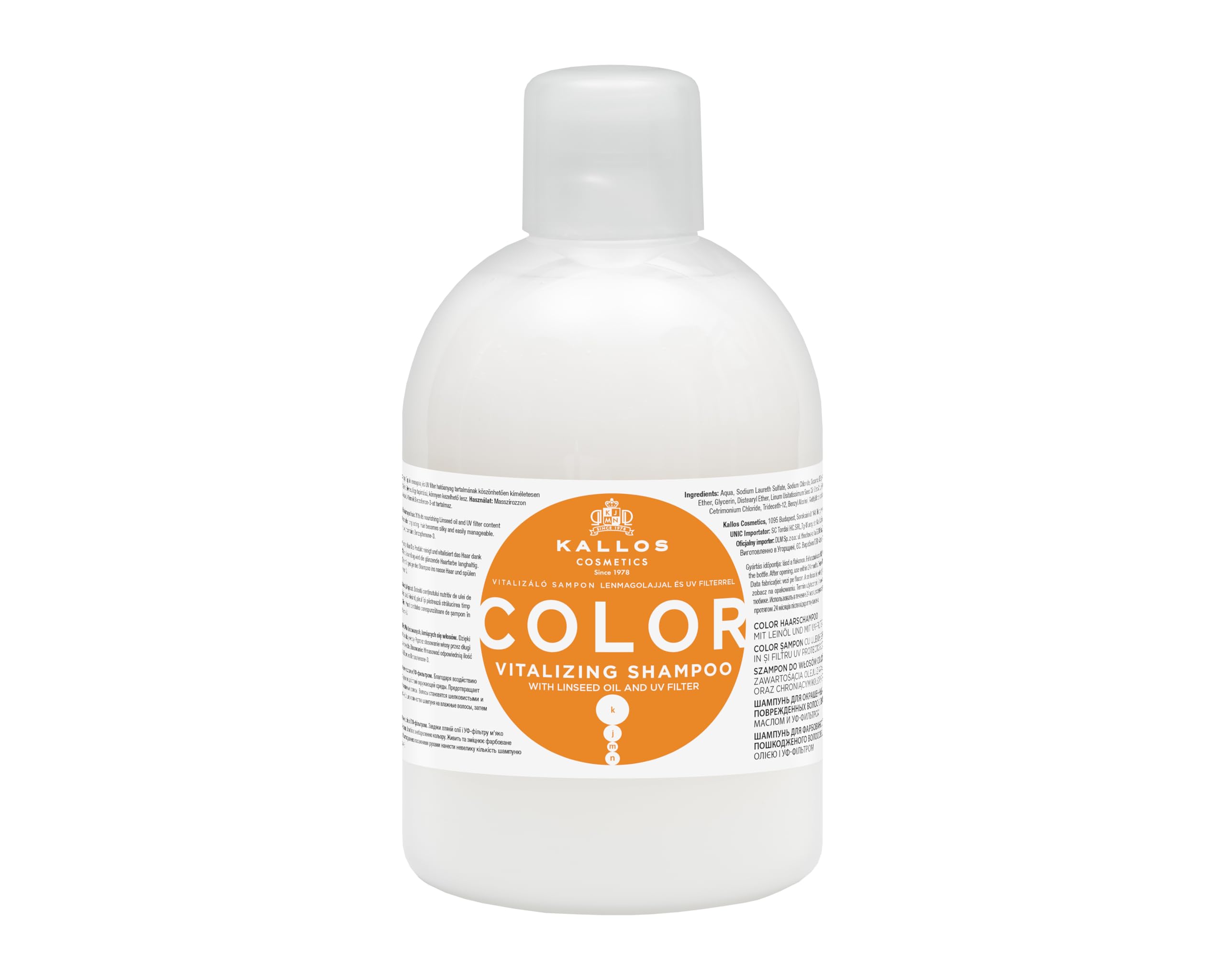 Kallos KJMN Color Vitalizing Shampoo with linseed oil and UV filter for color treated and damaged hair 1000 ml - 33,81 Fl Oz