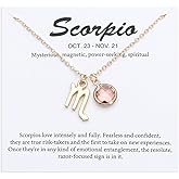 TGOLM 14k Gold Plated Zodiac Birthstone Crystal Pendant Necklace, Horoscope Sign Charm Necklace for Women Birthday Gift