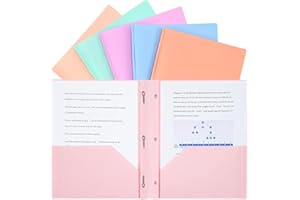 XRUNMIX Two-Pocket-Folders with 3 Prongs, Letter Size Plastic Folders with Pockets and Prongs, Poly Plastic Folders for Office & School. 6 Pastel Colors (Pastel Color)