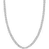 Savlano 925 Sterling Silver 3.5mm Italian Solid Flat Mariner Link Chain Necklace for Men & Women - Made in Italy Comes With a Gift Box