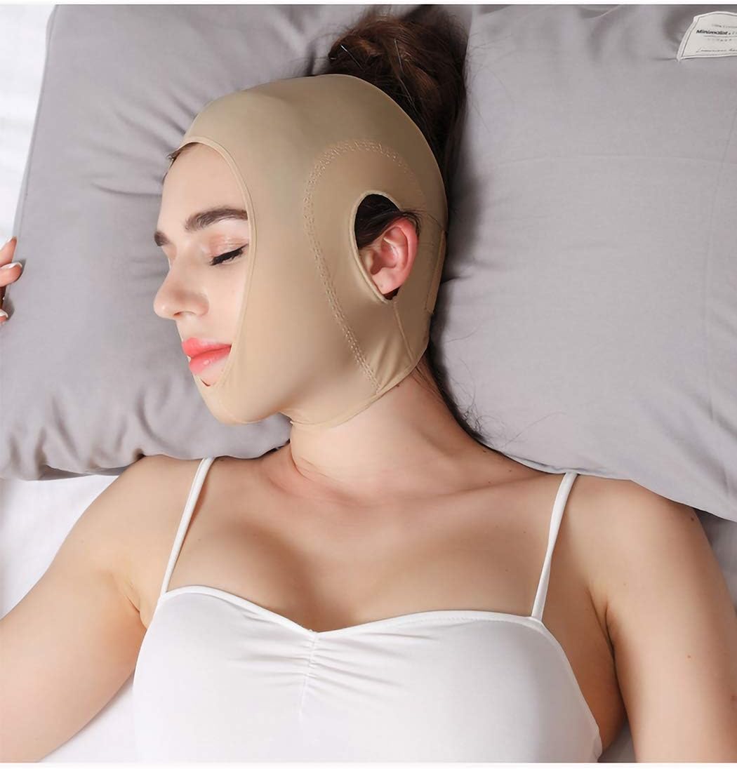 Anna-Kaci Womens Chin Strap Support Band Neck Bandage Post Surgical Compression Head wrap, Neck and Chin Compression Garment Wrap, Dark Beige, Small: Health & Personal Care