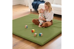 Mallify Baby Mat for Floor, Thick Soft Non-Toxic Vegan Leather Baby Play Mat, Waterproof Foam Play Mat, Padded Play Mat for Baby, 50x50 Playpen Mat, Infant Playmat for Baby Girls and Boys, Green