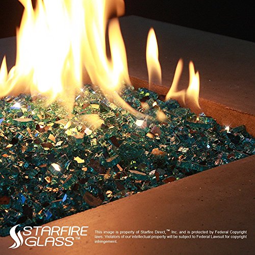 Starfire Glass 10Pound Fire Glass 1/2Inch Caribbean Blue Reflective