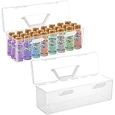 AIHSUMC 2 Pcs Paint Storage Boxes for Apple Barrel Acrylic, Plastic Art Supply Box Portable Craft Organizer With Handle, 30 Bottles Capacity Clear Organizer for 2 fl. oz Paints