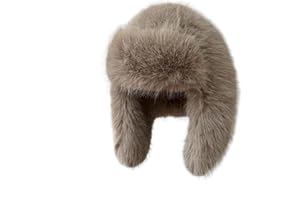 BSYLOO Luxurious Faux Mink Fur Ladies Trapper Hat，Pure Color Simplistic Women’s Winter Hat，Furry Ushanka Warm Hat