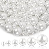 1300PCS Pearls for Crafting,White Pearl Beads with No Hole,Vase Filler Fake Pearls, Artificial Plastic Pearl Beads for Table Scatters, Wedding Party,Decoration