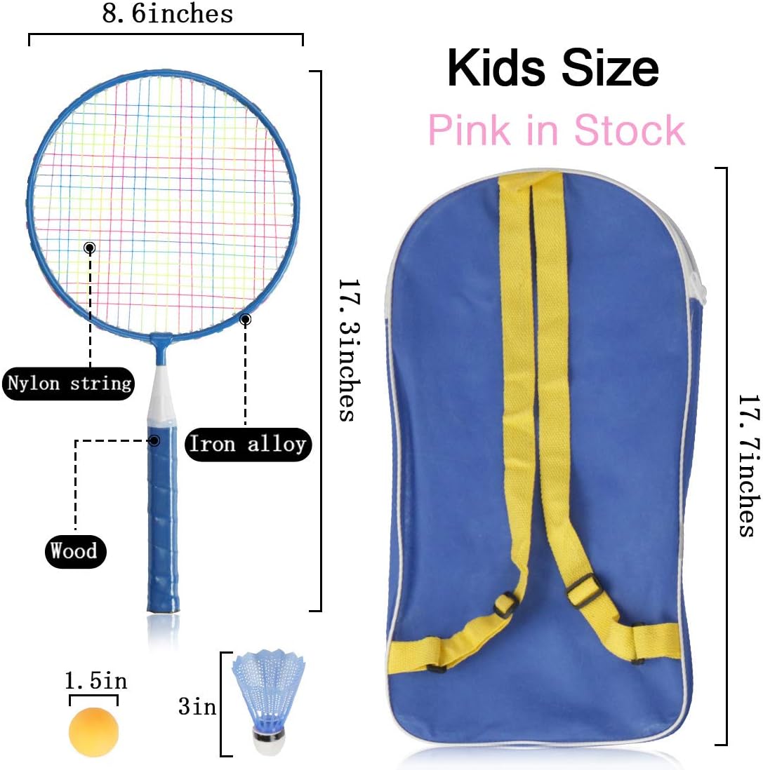 STSTECH Badminton Rackets for Children, 12 in 1 Shuttlecocks Racquet Sports Set w/Lightweight Carrying Bag for Kids Professionals Beginner Players Indoor Outdoor Sport Game (BLUE-01) : Sports & Outdoors