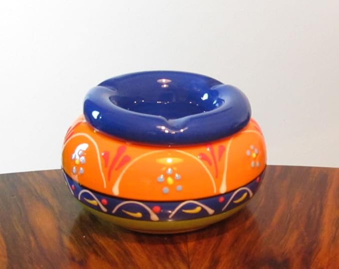 Windproof Ashtray Ceramic Assorted Colors High Quality, yellow Amazon