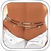Metisee Waist Chain Beads Boho Belt Beaded Body Chain Multilayer Belly Bikini Summer Belt Jewelry for Women and Girls