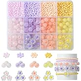 MakemadeDIY Assorted 2180Pcs Beads for Bracelets Making, Including Colorful Round Flower Frosted Glass Seed Acrylic Spacer Beads for DIY Jewelry Necklaces Earring Cute Craft Gift