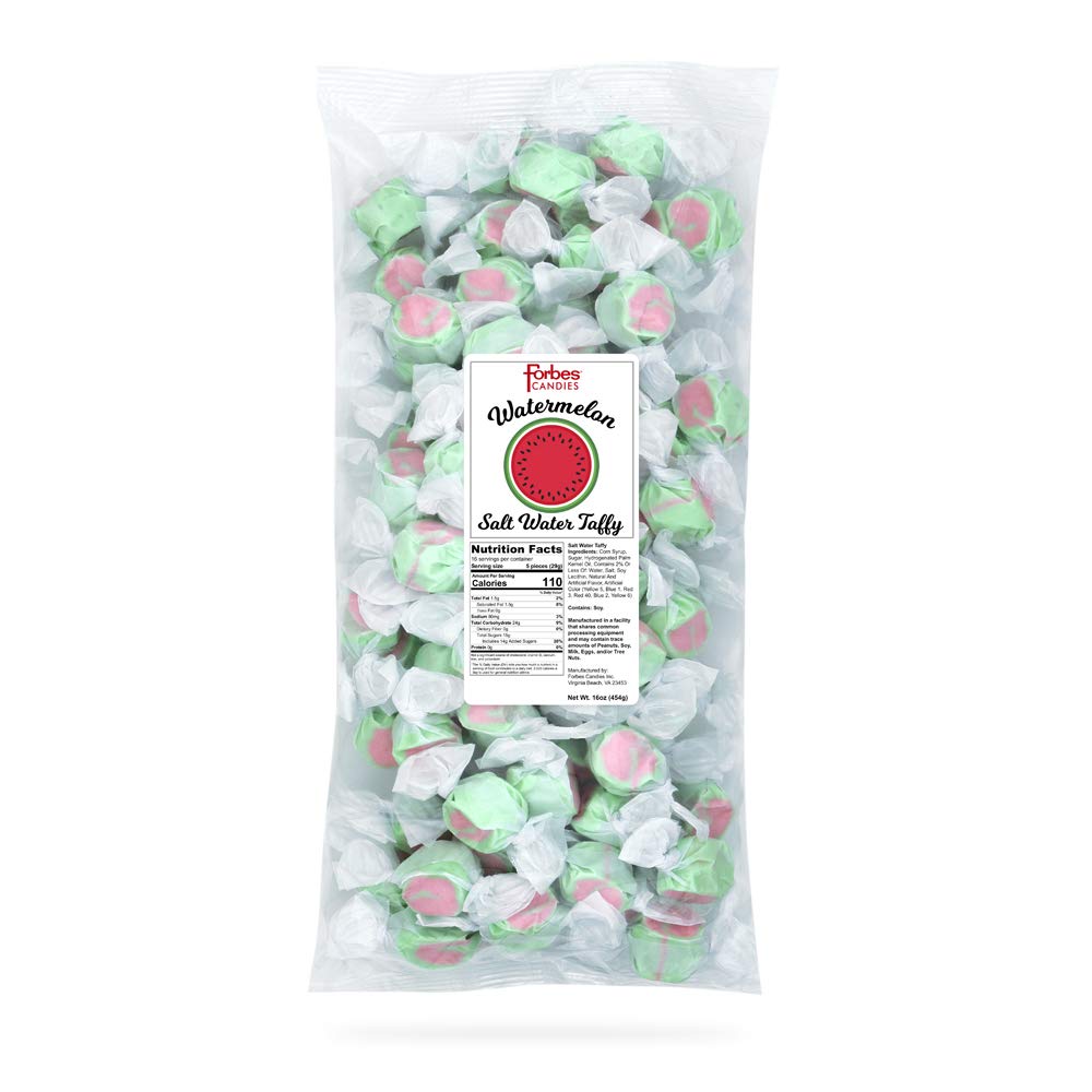Forbes Candies Salt Water Taffy, Watermelon, 1 Lb