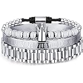 WFYOU Imperial Crown Bracelets for Men 18kt Gold Bracelet Cubic Zirconia Beads Bracelets Cross Bracelets Charm Men Luxury Gift