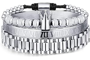 WFYOU Imperial Crown Bracelets for Men 18kt Gold Bracelet Cubic Zirconia Beads Bracelets Cross Bracelets Charm Men Luxury Gift