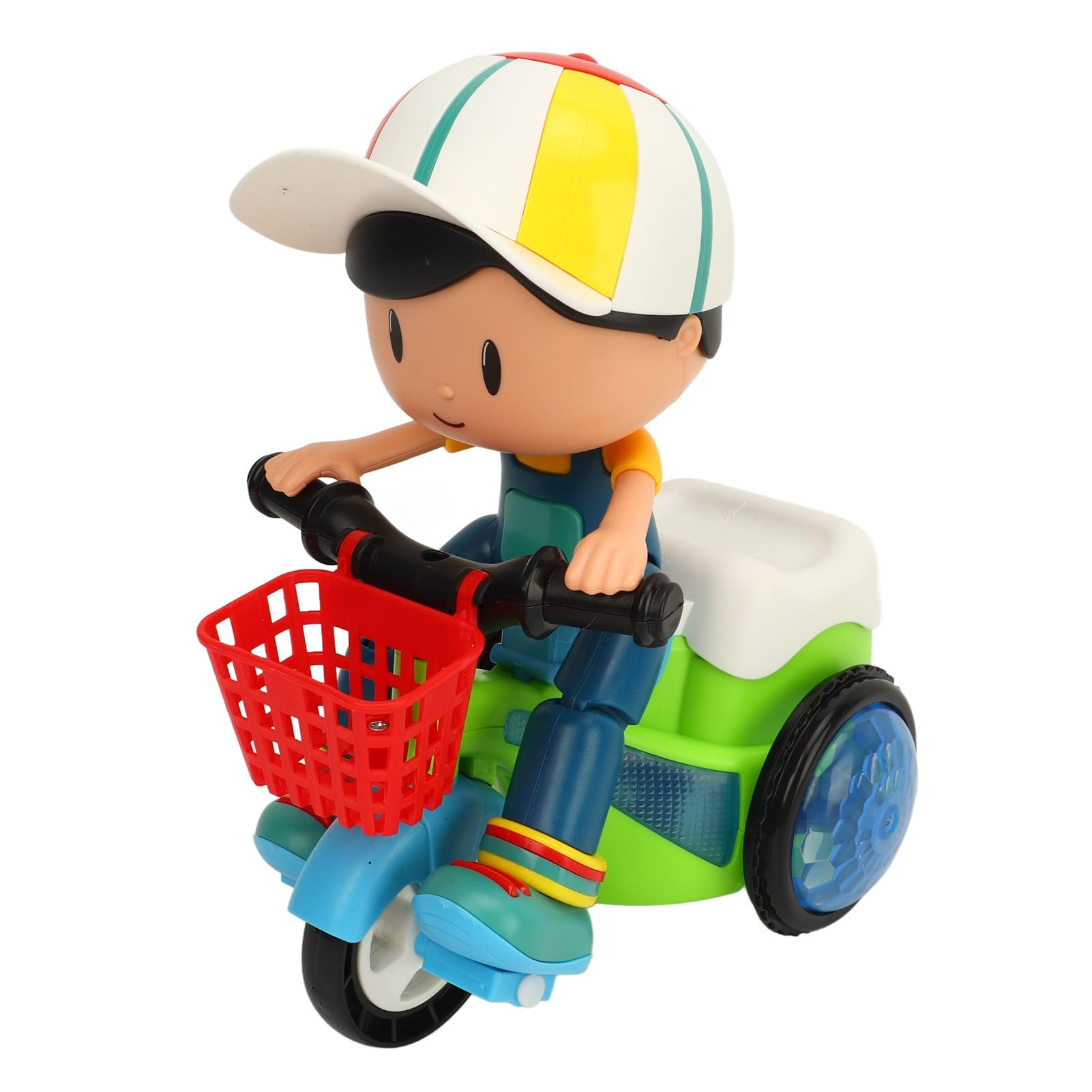 Photo 1 of VGEBY Baby Electric Tricycle Toy, Interactive Toy with Music Light Rotating Stunt Cool Sound Rotating Light Universal Wheels Cartoon Stunt Vehicle Toy for Boys and Girls
