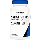 Nutricost Creatine HCl 120 Capsules - Made with CON-CRET Creatine, 750 MG Per Capsule