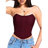 ChiaoLezhee Women's Adjustable Lace-Up Corset Top, Fit Sizes 00-14, Boned Ruched Mesh