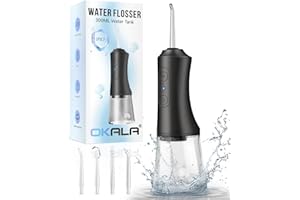 OKALA Water Dental Flosser - Portable Cordless Oral Irrigator 300ML, Rechargeable IPX7 Waterproof Irrigation Cleaner for Teeth Cleaning & Flossing, Travel & Home Use